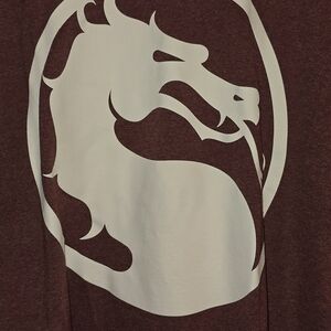 Mortal Kombat Maroon Graphic Tee with White Dragon Logo